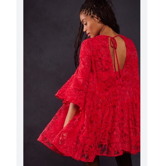 Free People Dresses & Skirts - Free People Le Fleur Red Mini Dress Size S